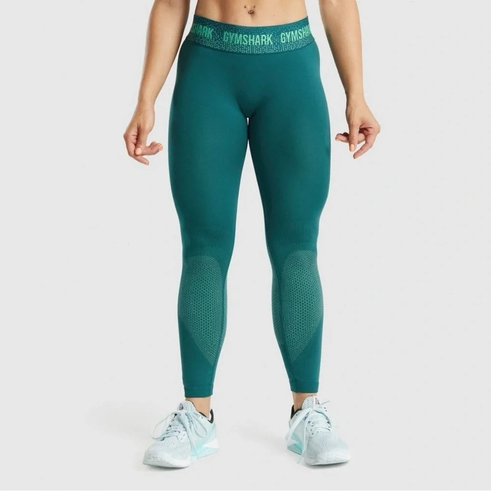 Gymshark Green Performance Leggings High-Waisted Seamless - Picture 1 of 2